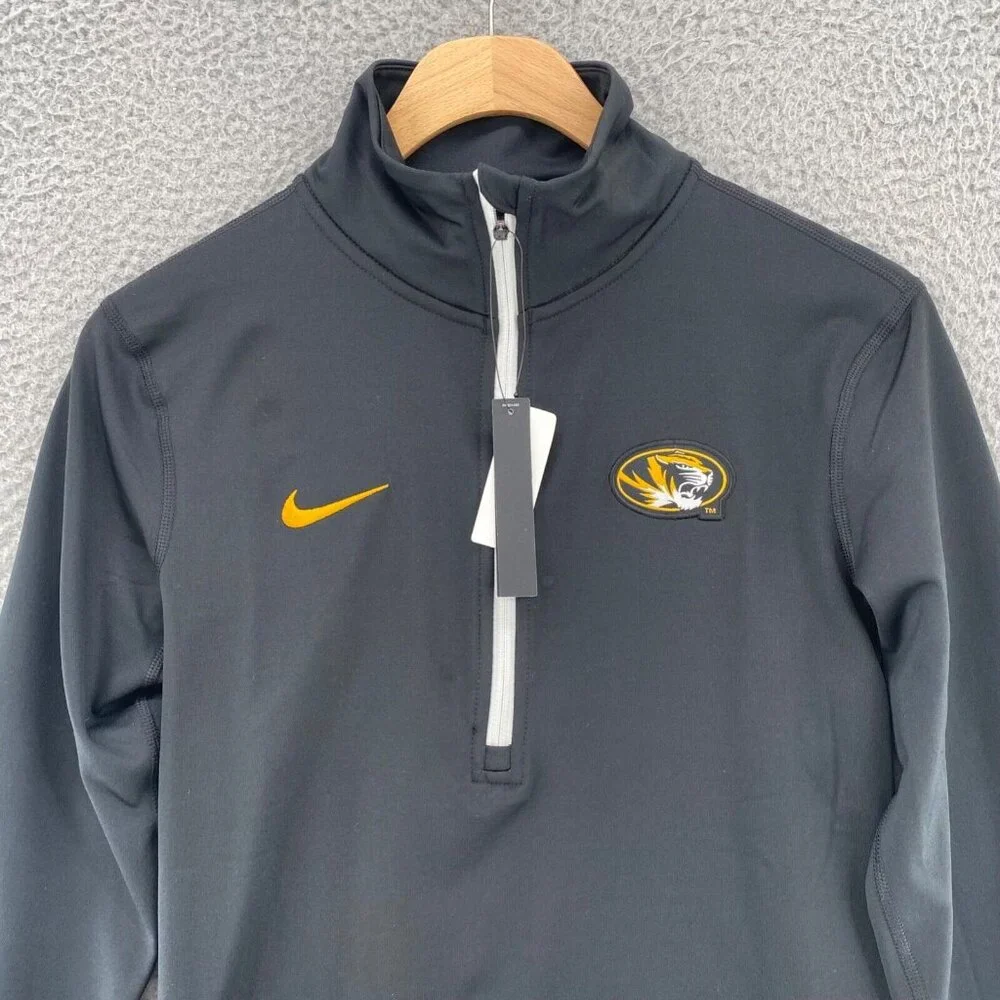 Nike Mizzou Jacket Womens Medium Black Dri Fit Pro Warm 1/4 Zip Tigers MU NWT - Picture 2 of 10